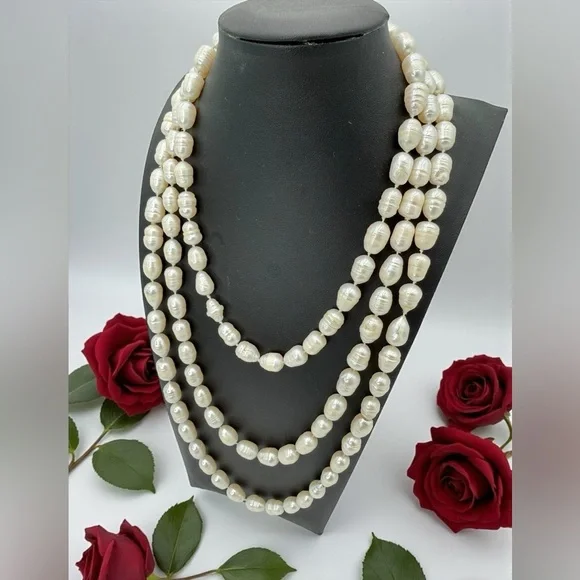 64” Genuine Baroque Pearl Opera Necklace 160g Cream Ivory Statement Piece - Picture 11 of 17